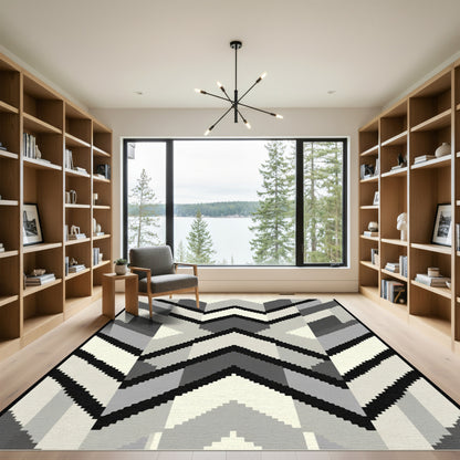 Modern Gray Chevron Staircase Rug