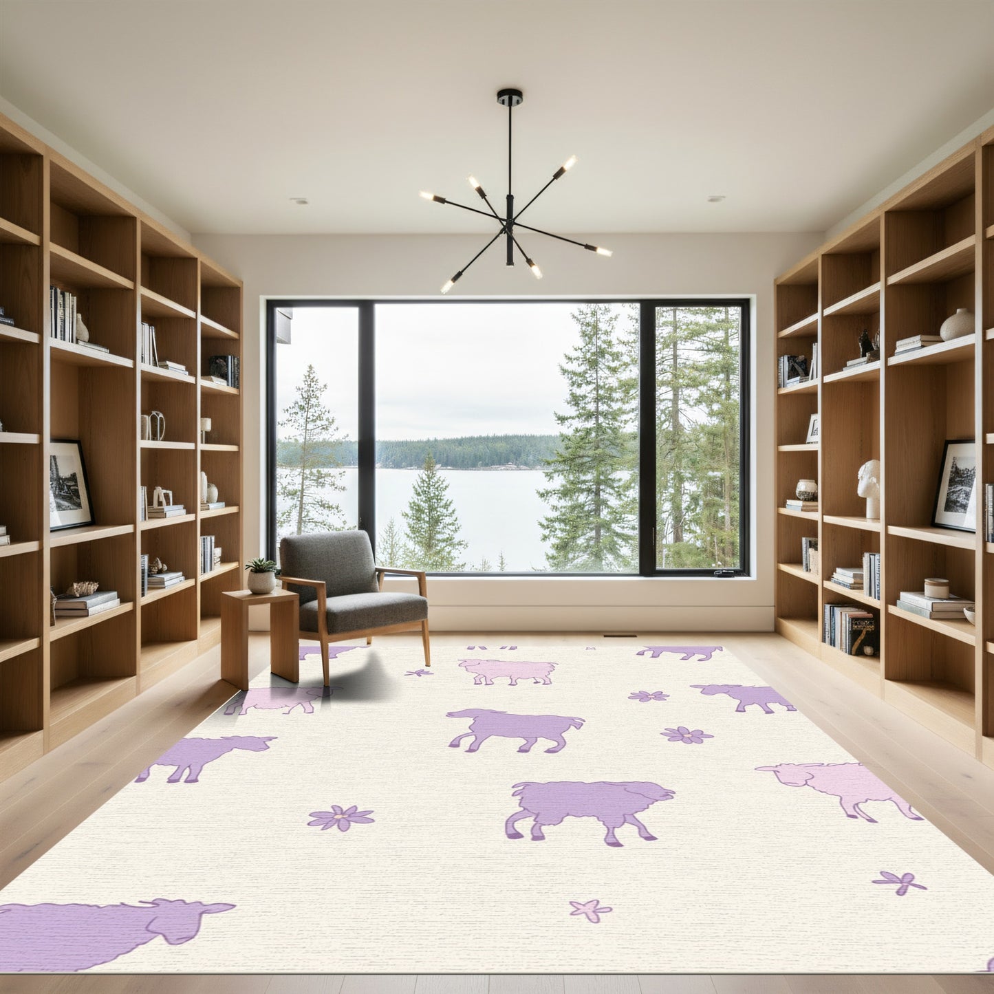 Pastel Lavender Sheep Field Bloom Rug