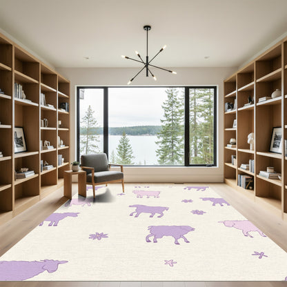 Pastel Lavender Sheep Field Bloom Rug