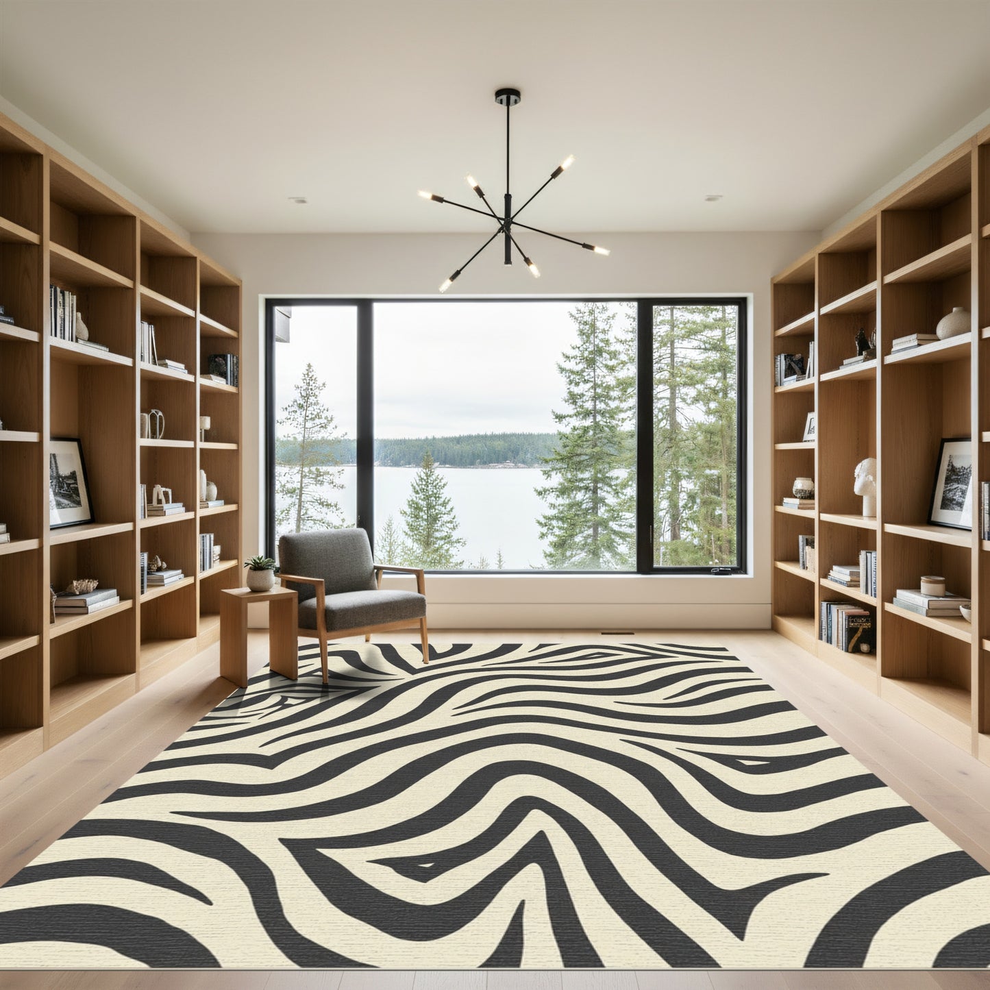 Cream Black Zebra Stripe Classic Rug