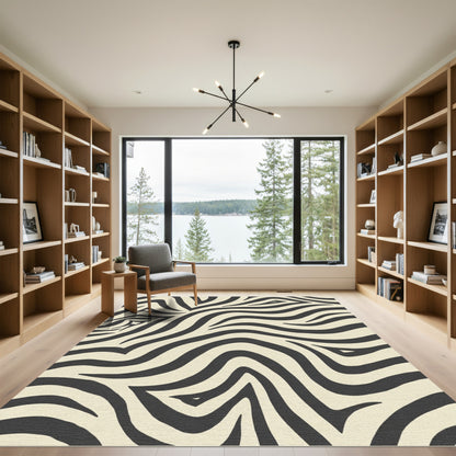 Cream Black Zebra Stripe Classic Rug