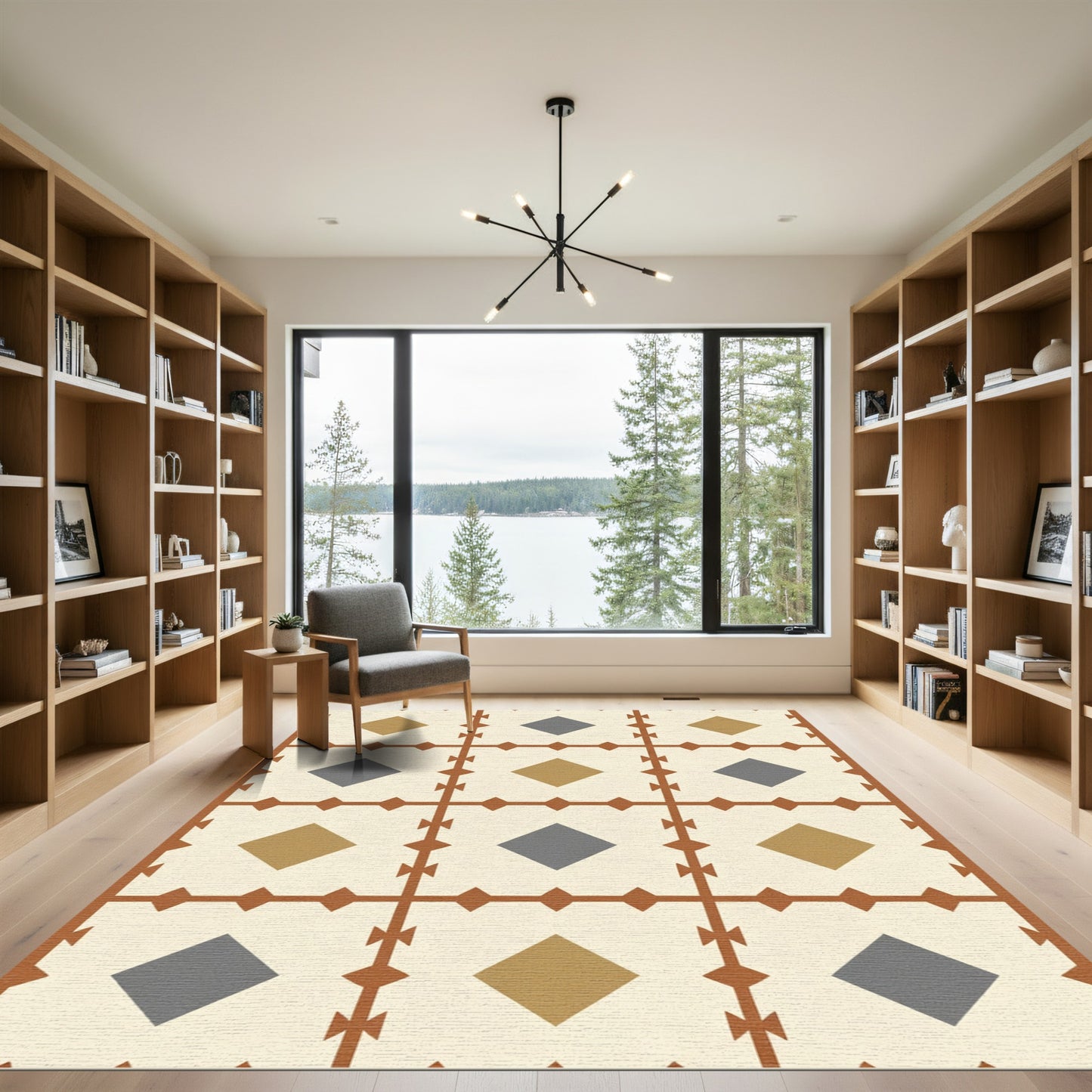 Earthy Diamond Grid Inlay Rug