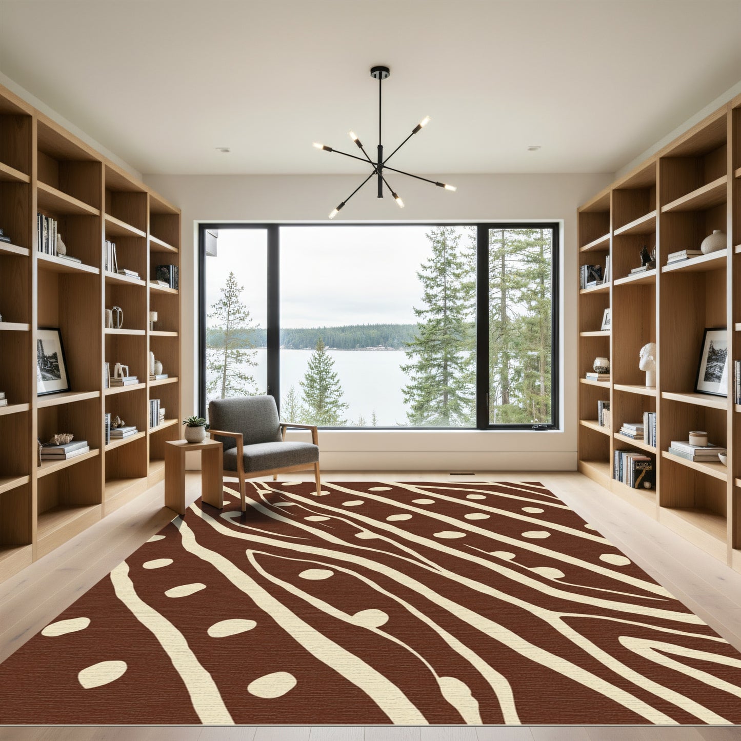 Brown Cream Organic Stripe Dot Rug