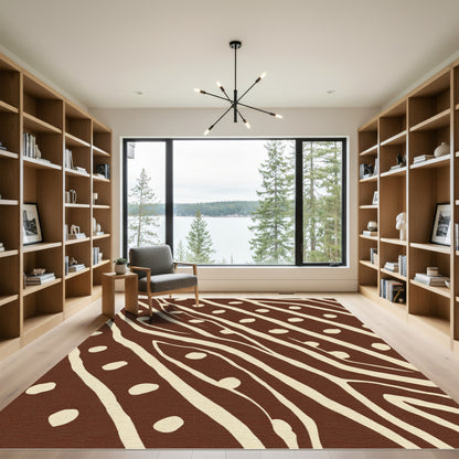 Brown Cream Organic Stripe Dot Rug