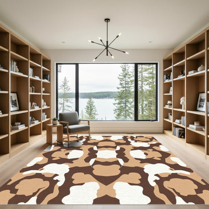 Earthy Camo Symmetrical Organic Shapes Rug