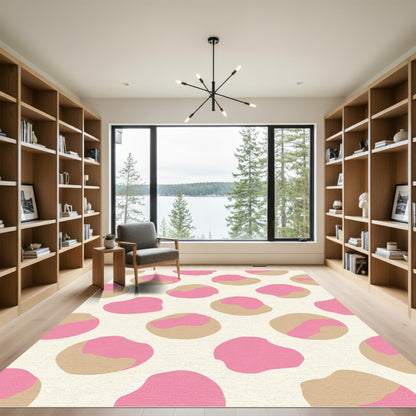 Pastel Pink Tan Organic Dot Rug