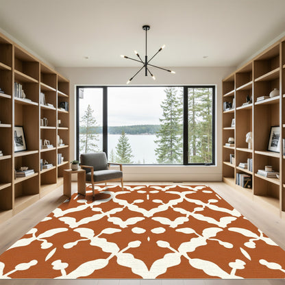 Terracotta White Organic Trellis Rug