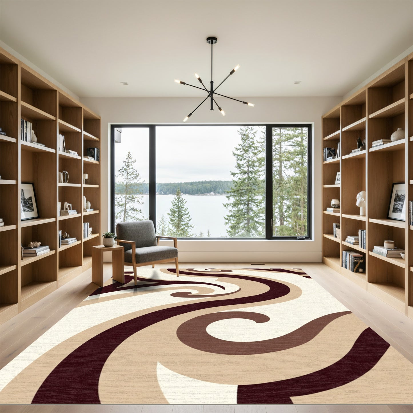 Rich Chocolate Swirl Abstract Rug