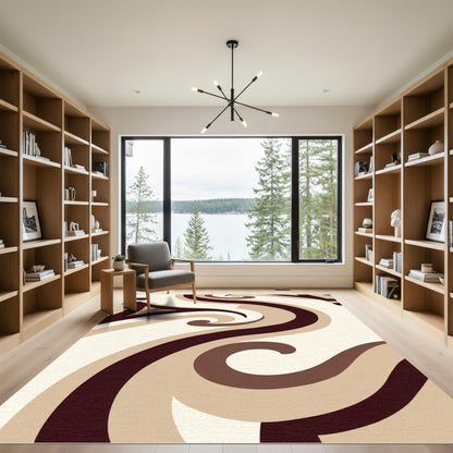 Rich Chocolate Swirl Abstract Rug