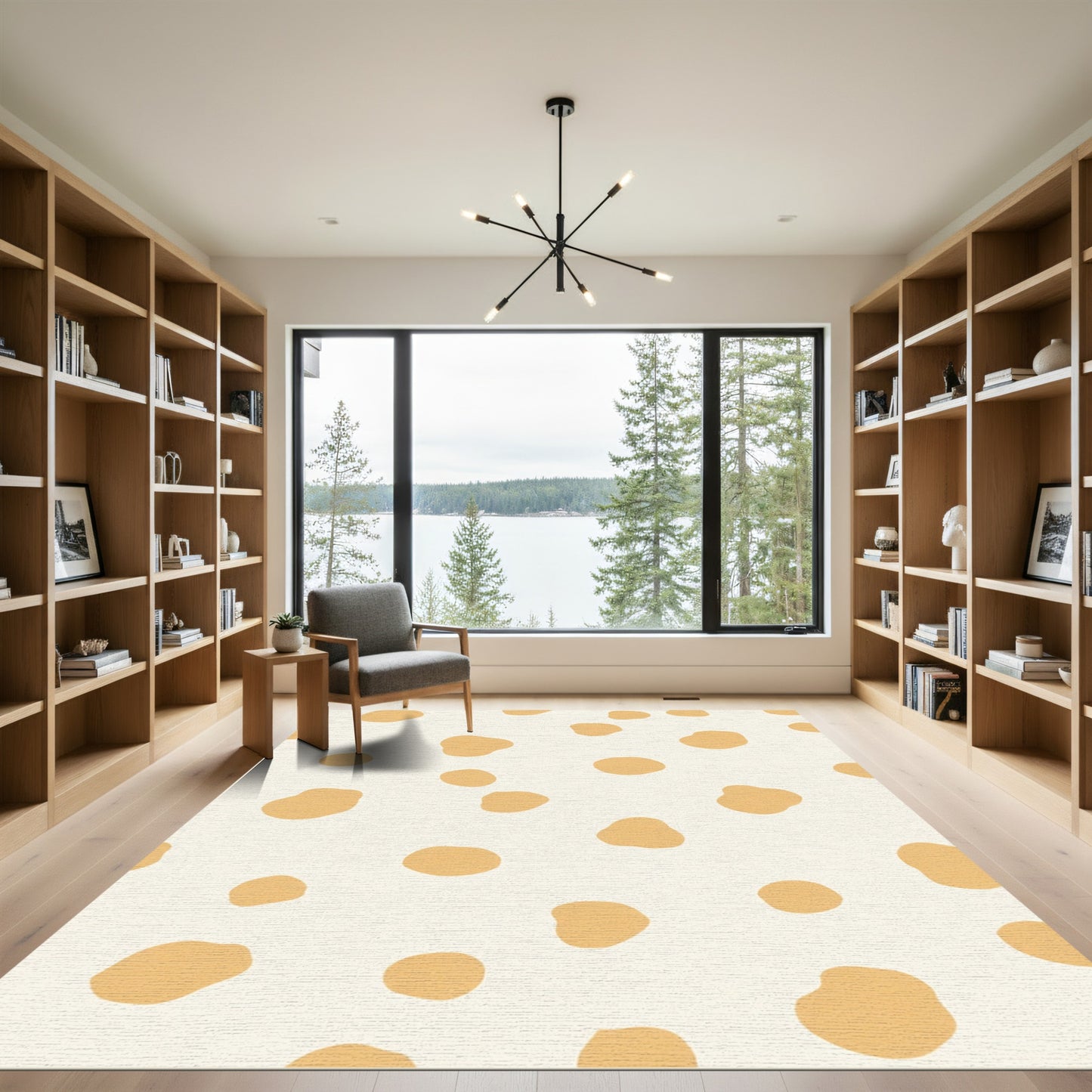 Golden Ochre Irregular Dot Scatter Rug
