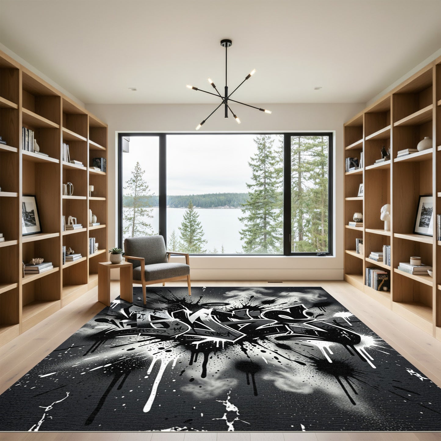 Urban Graffiti Splatter Art Rug
