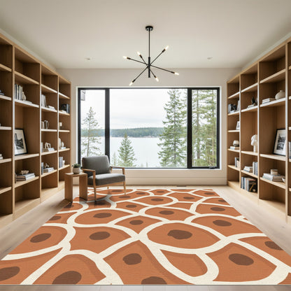 Brown Cell Organic Cream Pattern Rug