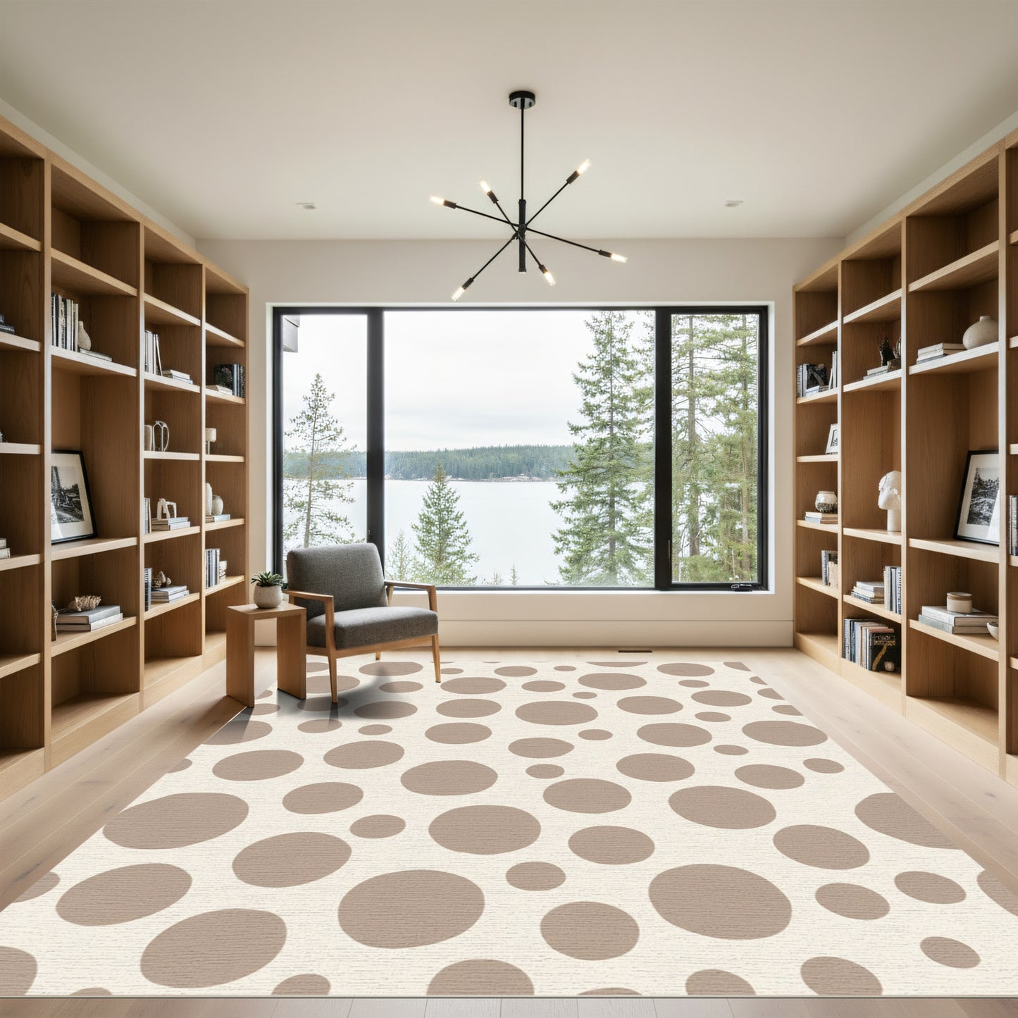 Neutral Tan Scattered Polka Dot Rug