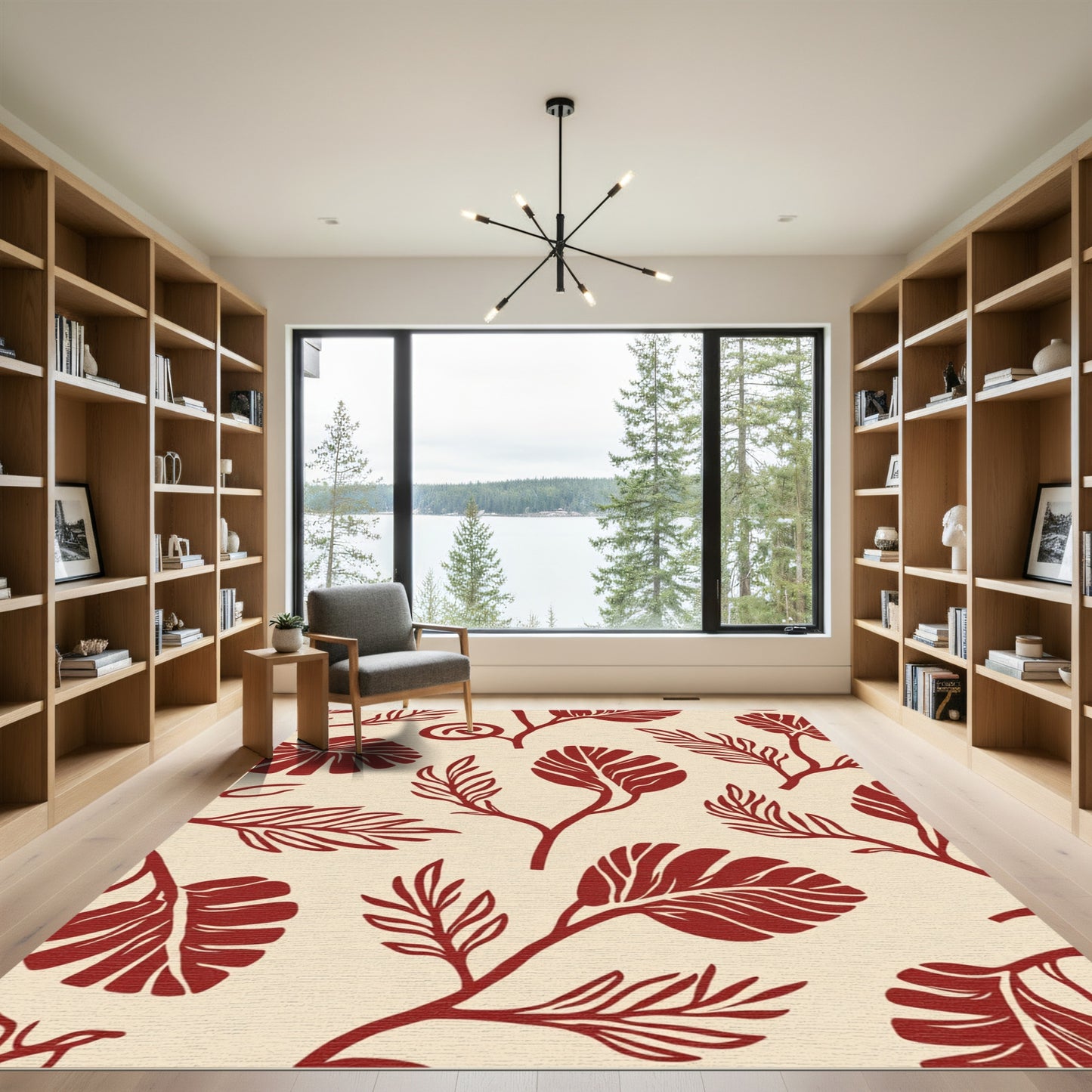 Crimson Foliage Botanical Whimsy Rug