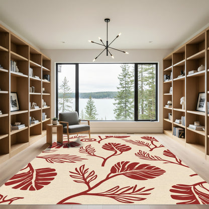 Crimson Foliage Botanical Whimsy Rug