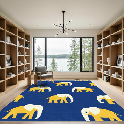 Yellow Ivory Elephant Parade Rug
