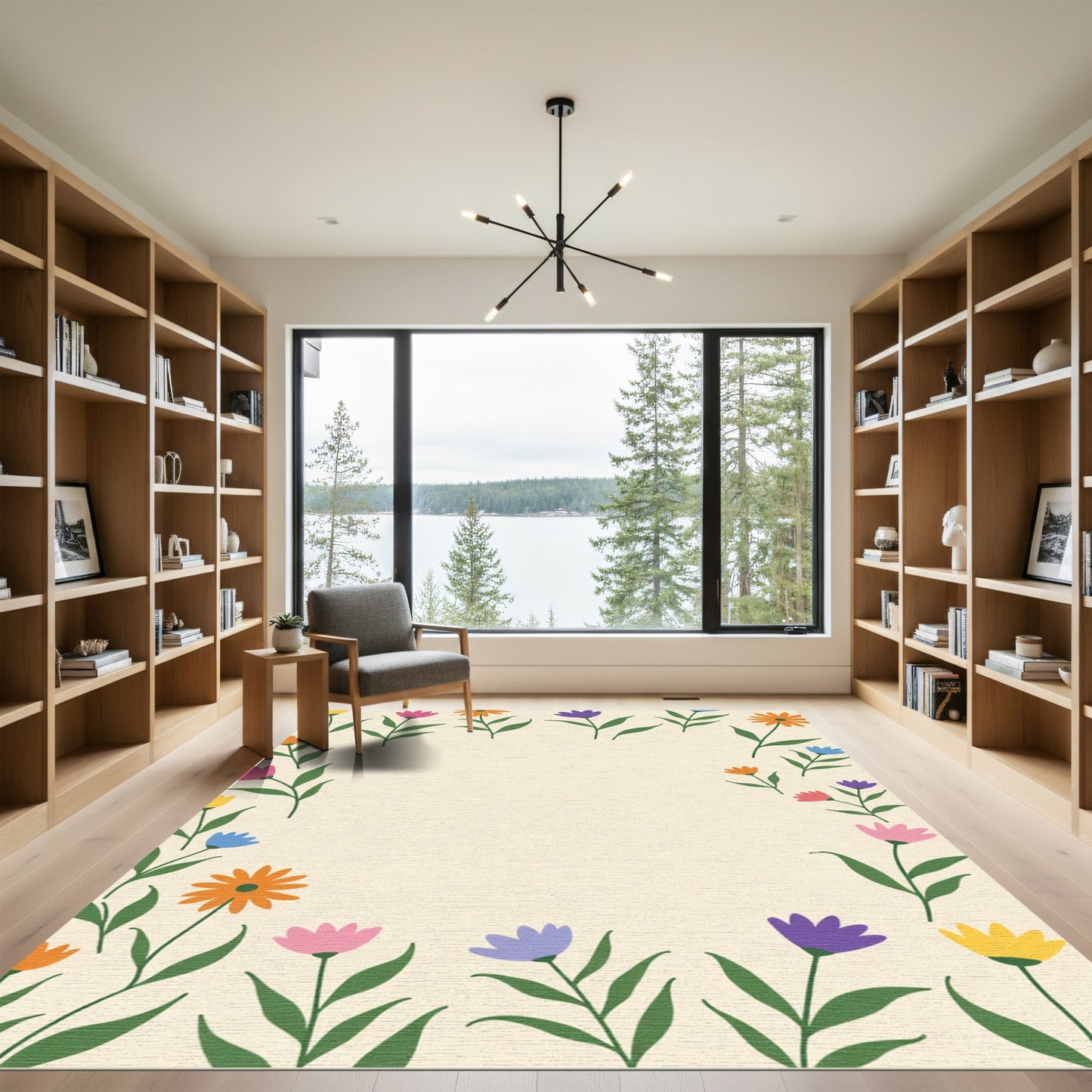 Vibrant Floral Meadow Garland Rug