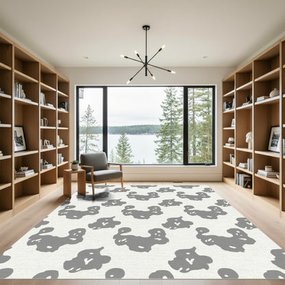 Gray Amoeba Scattered Organic Forms Rug