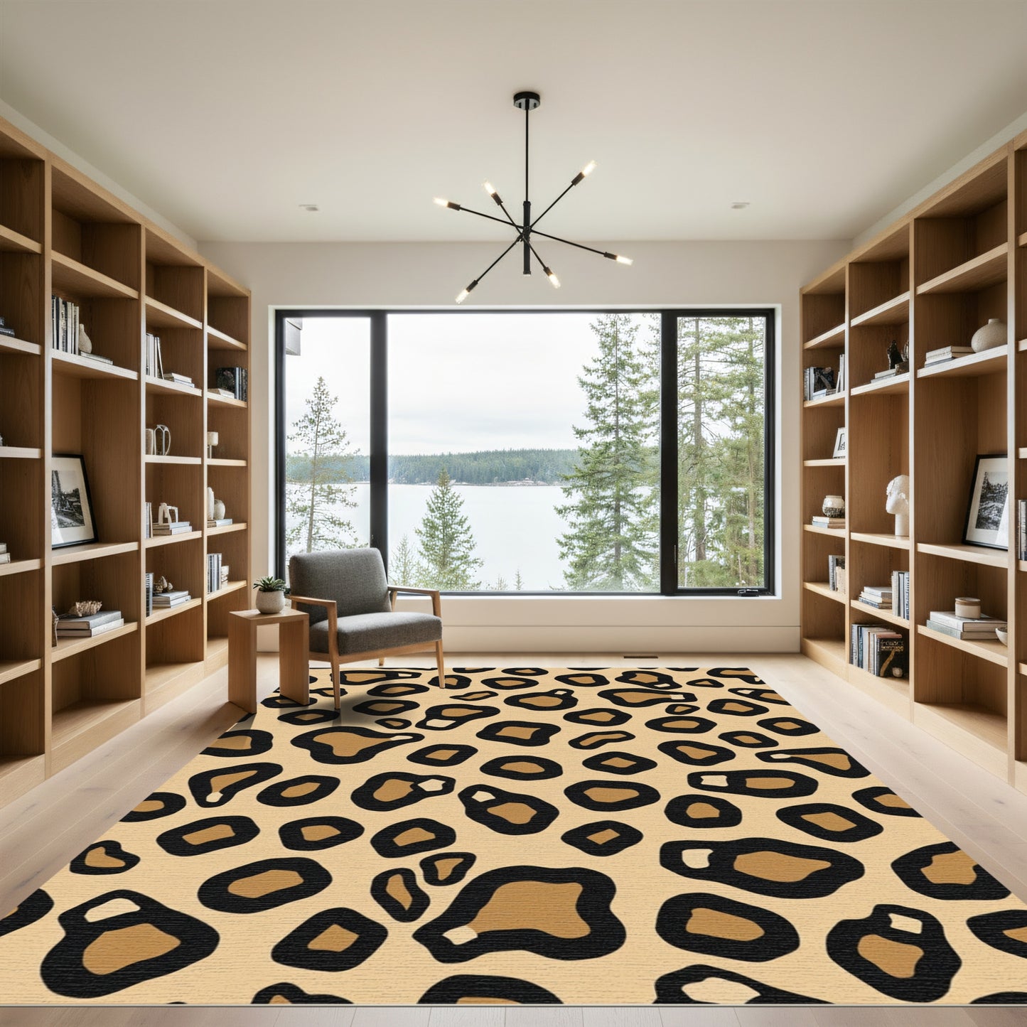 Bold Golden Leopard Spots Area Rug
