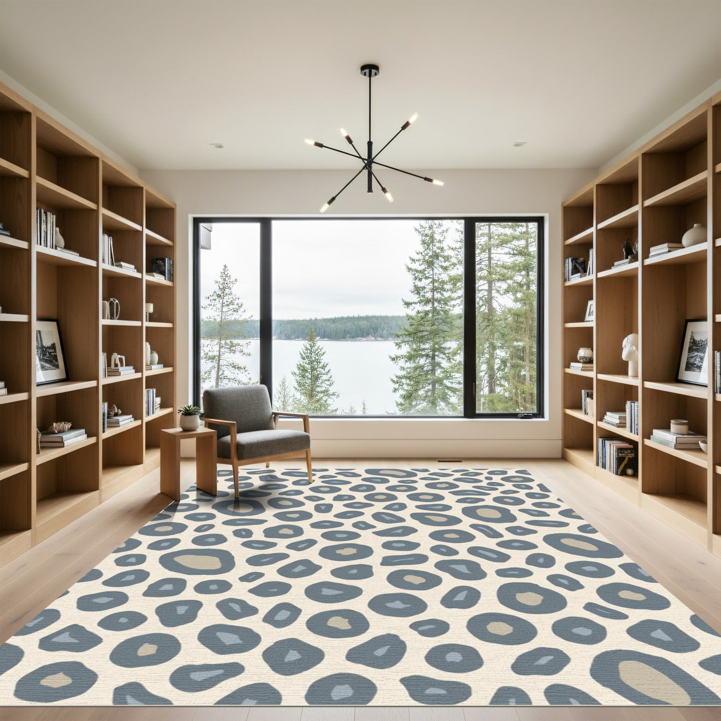 Gray Leopard Spot Accents Rug