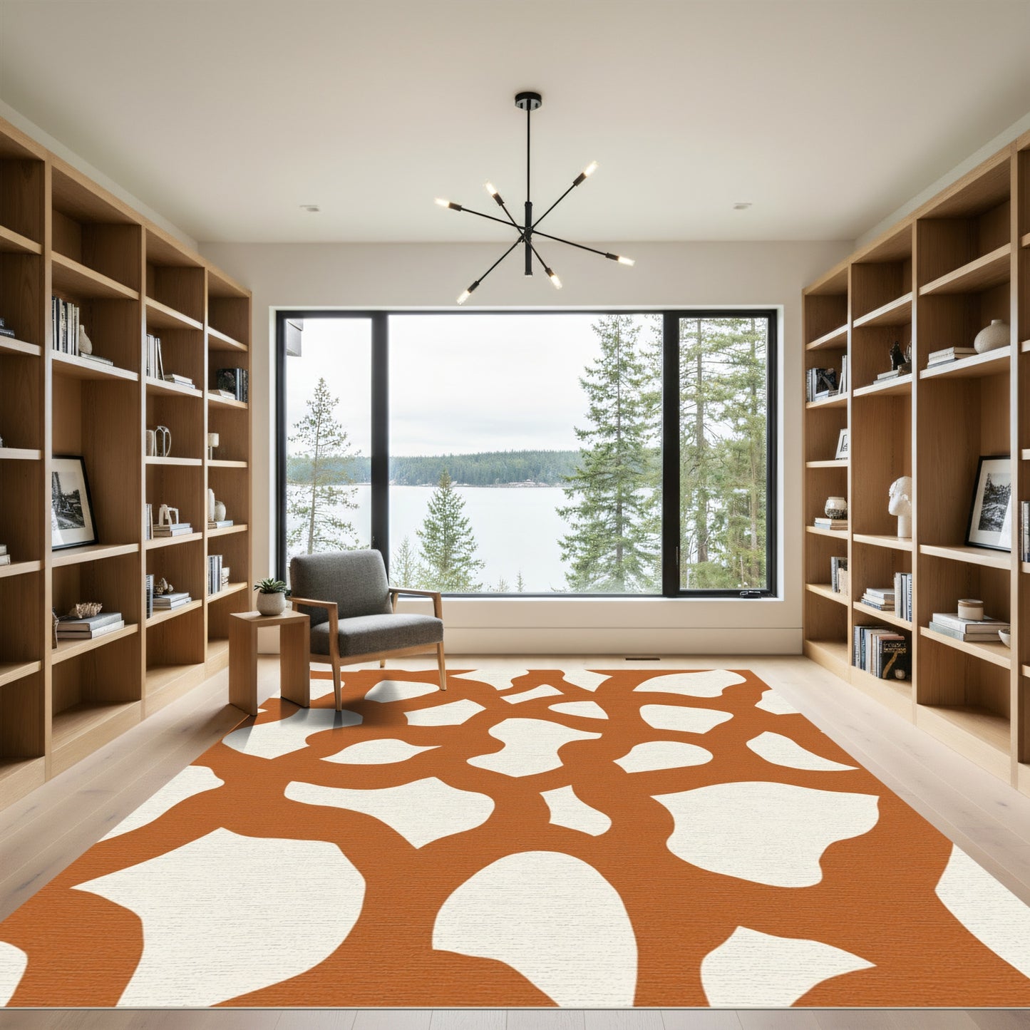 Abstract Terracotta Organic Shape Rug