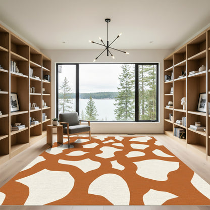 Abstract Terracotta Organic Shape Rug