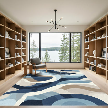 Dark Blue Dragon Abstraction Rug