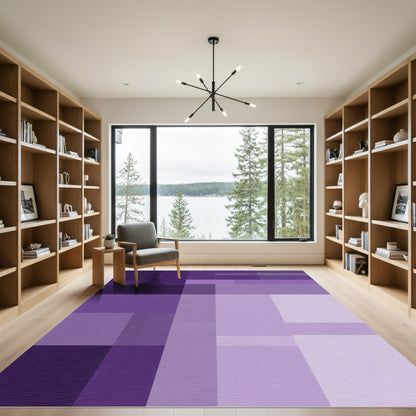 Deep Lavender Abstract Geometric Blocks Rug