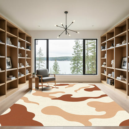 Brown Tan Cream Abstract Camouflage Rug