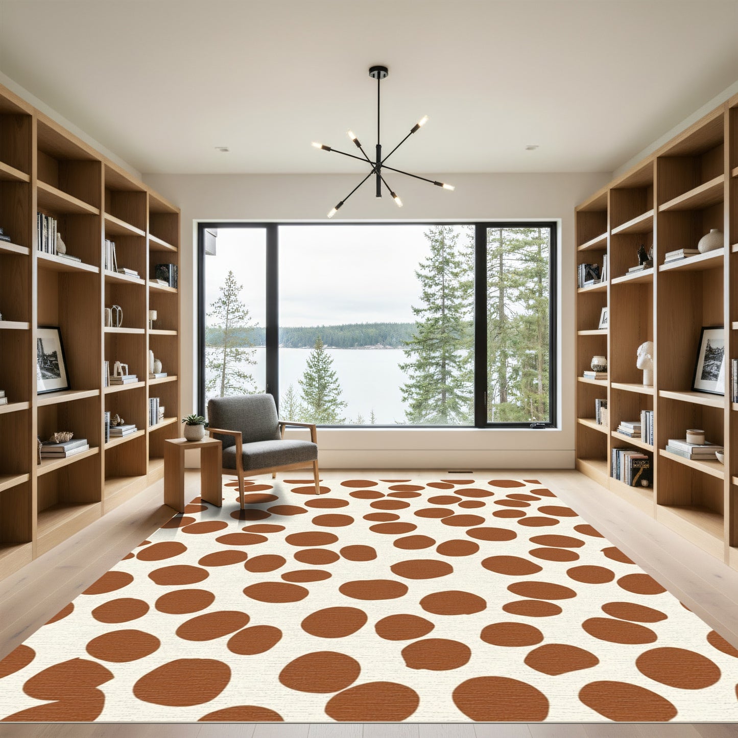 Brown Cream Polka Dot Spot Rug