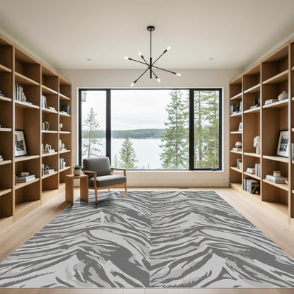 Monochromatic Gray Abstract Zebra Stripe Rug