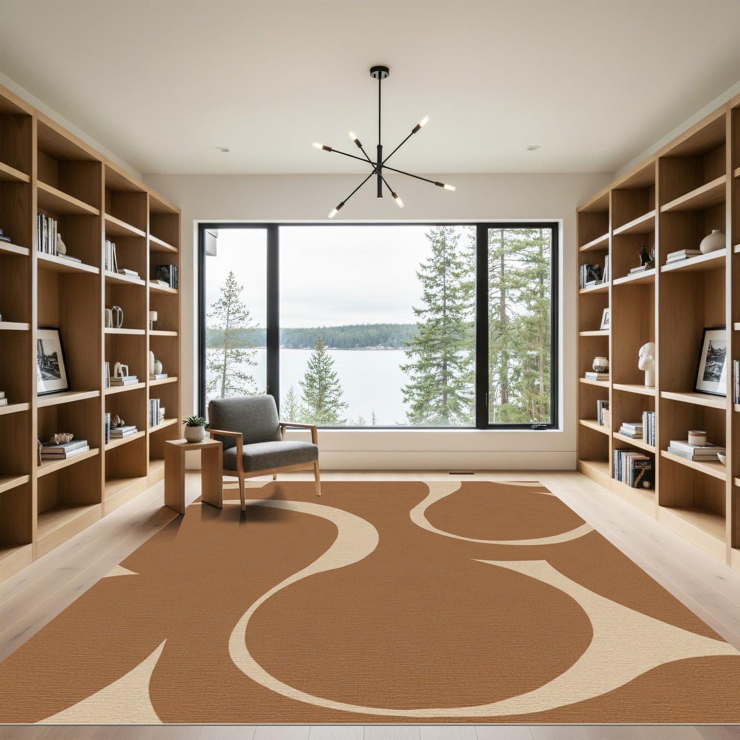 Earthy Abstract Organic Swirl Rug