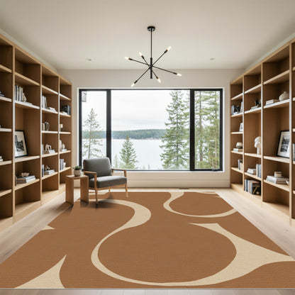 Earthy Abstract Organic Swirl Rug