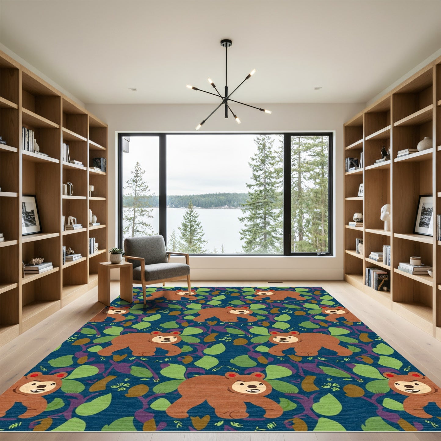 Brown Bear Forest Whimsical Repeat Rug