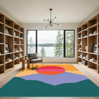 Modern Sunset Mountain Horizon Rug