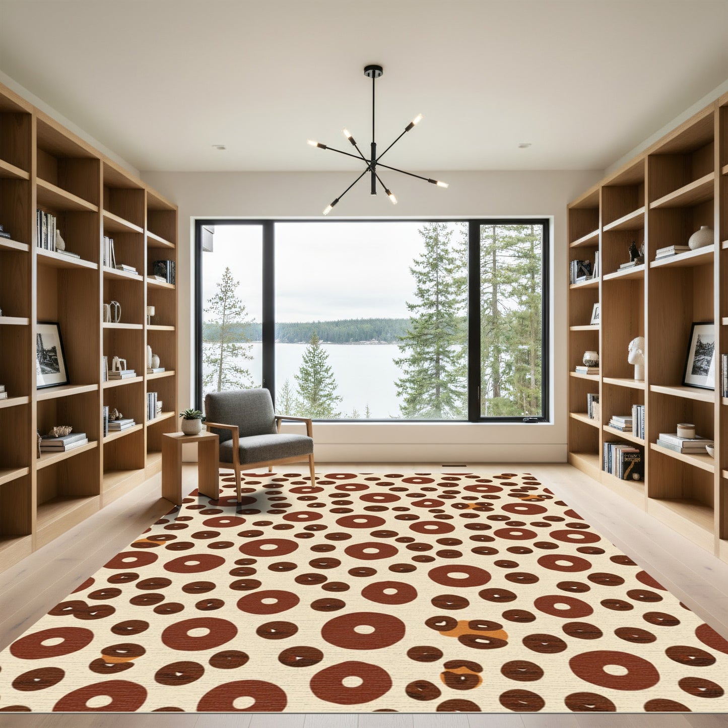 Brown Circles Scattered Abstract Ground Rug