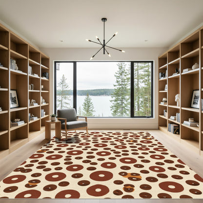 Brown Circles Scattered Abstract Ground Rug
