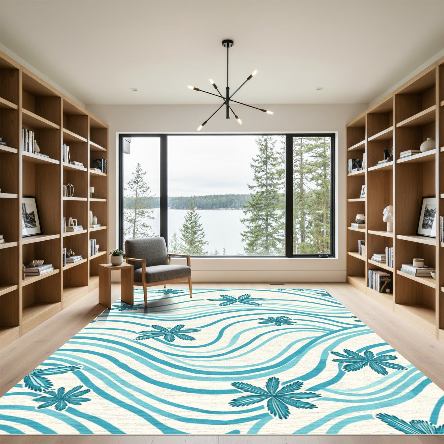 Ocean Blue Starfish Wave Rug
