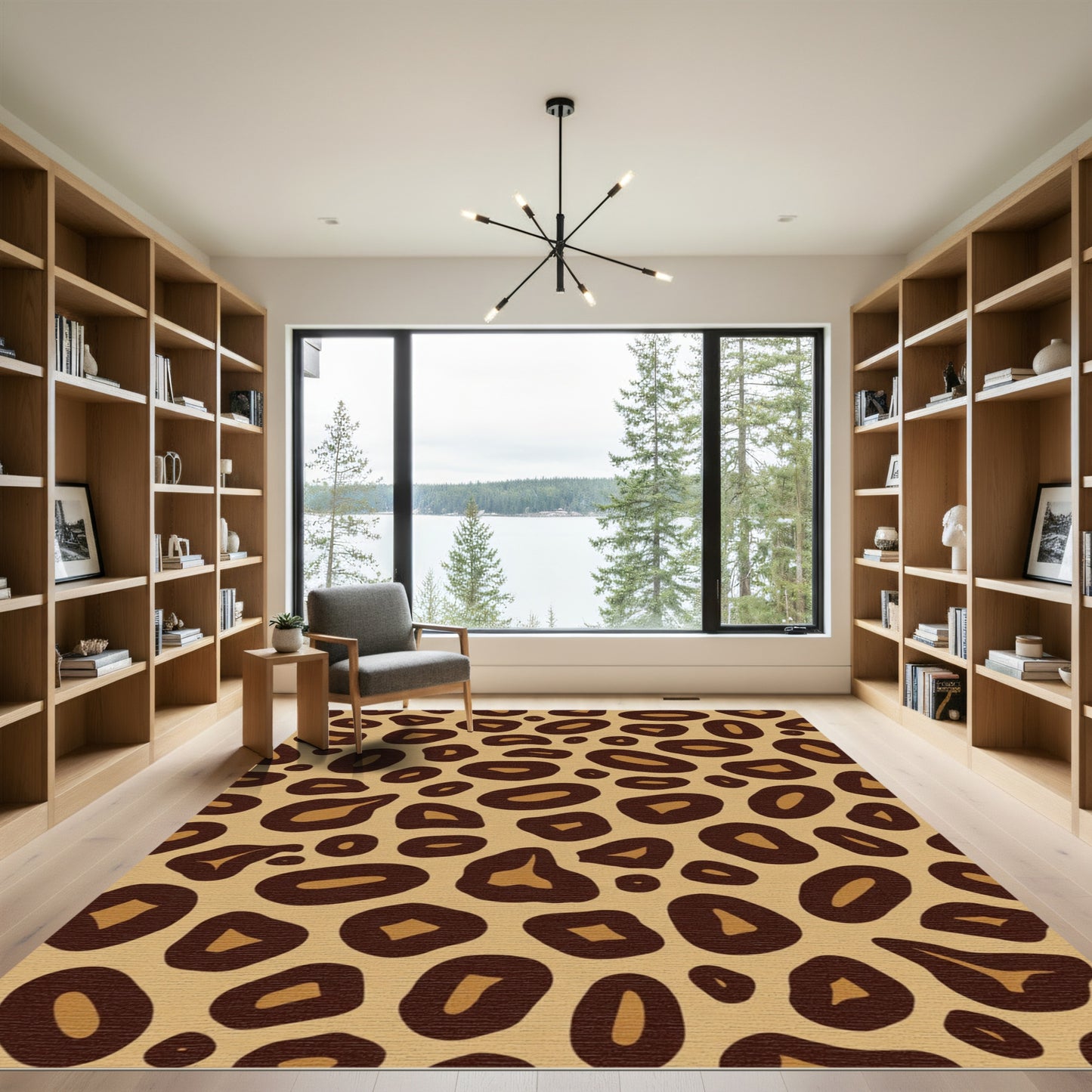 Brown Tan Leopard Spots Rug