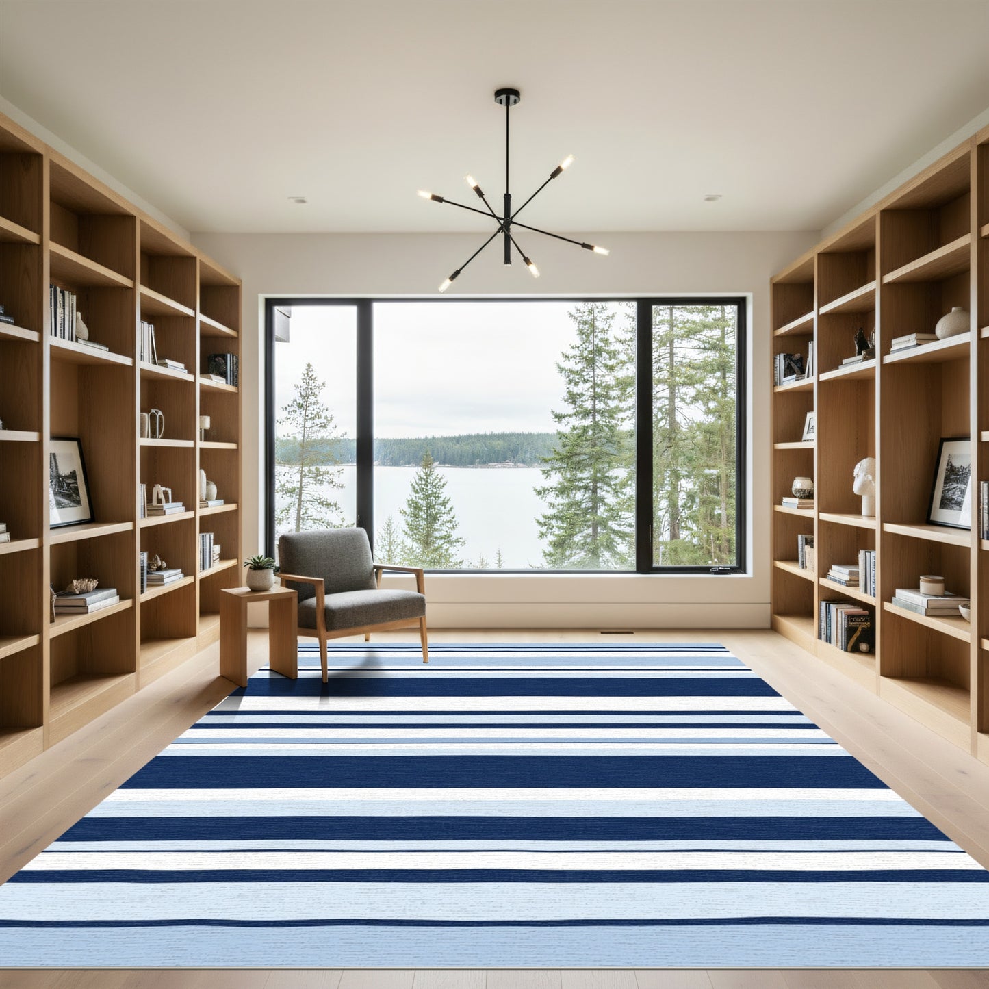 Shades Blue Horizontal Stripe Rug