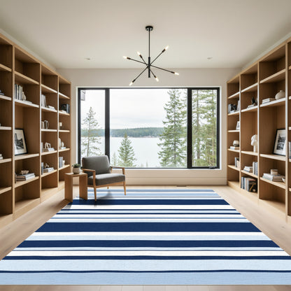 Shades Blue Horizontal Stripe Rug