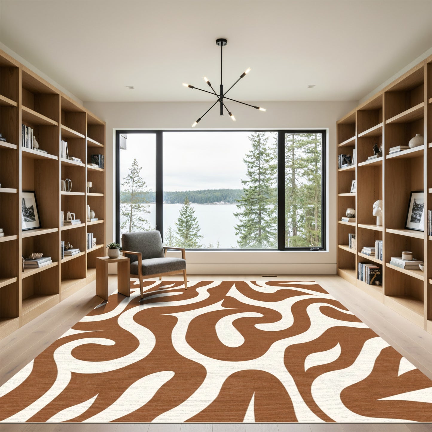 Organic Brown and Cream Swirl Rug