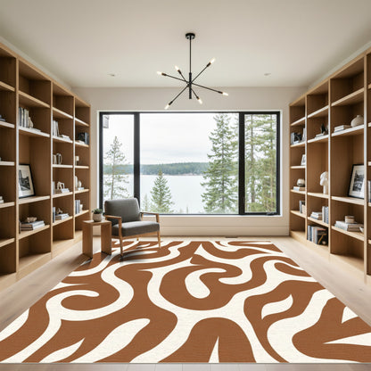 Organic Brown and Cream Swirl Rug