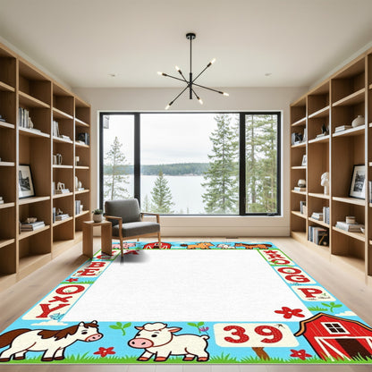 Farm Animals Alphabet Border Rug