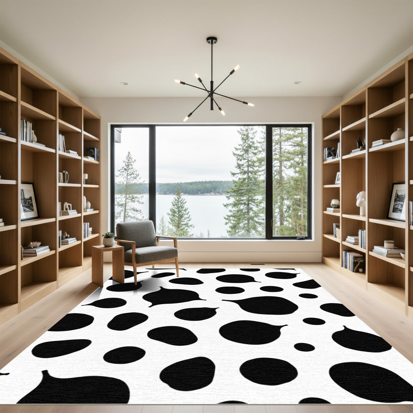 Black White Organic Blob Rug