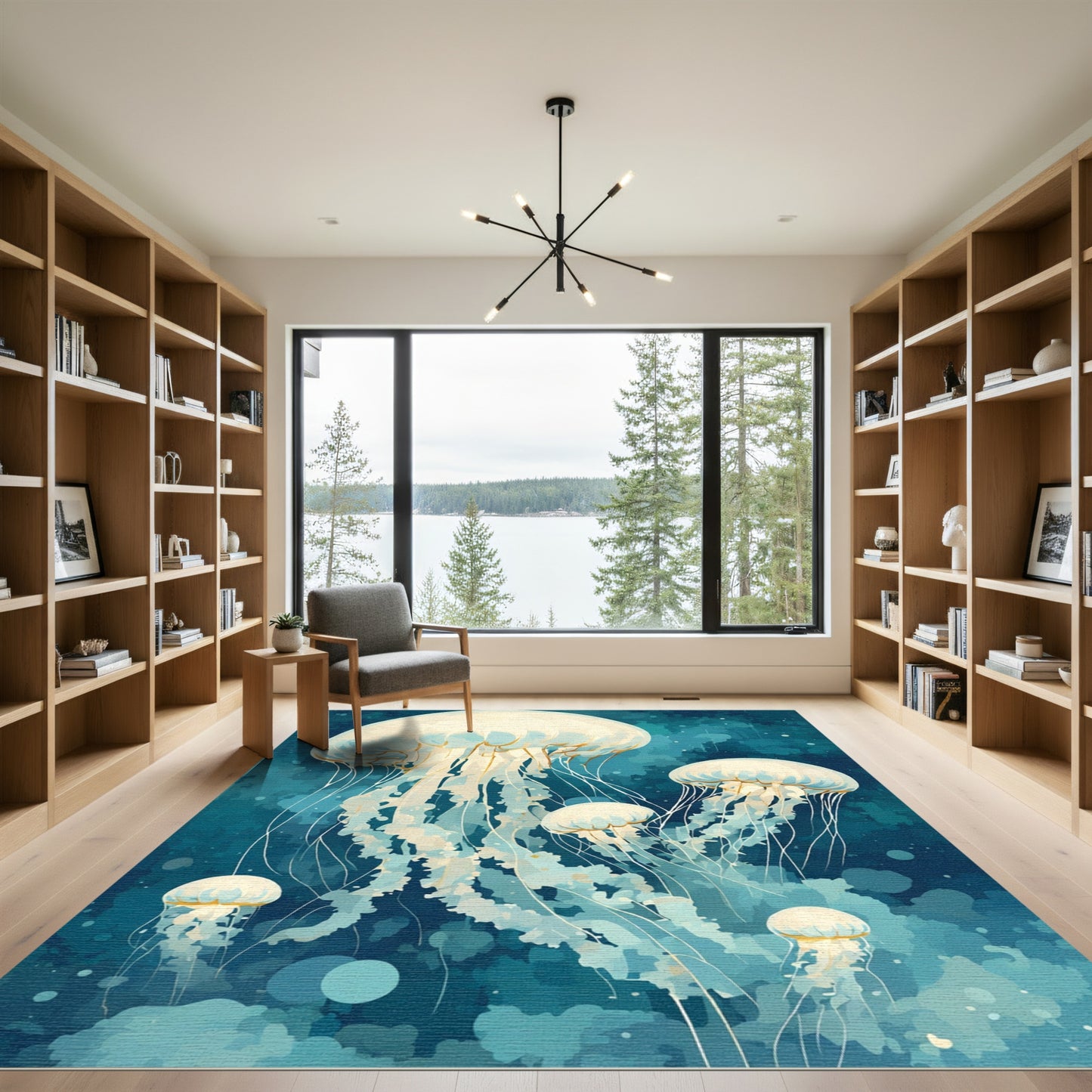 Whimsical Jellyfish Water Deep Ocean Rug