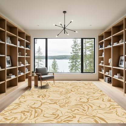 Earthy Cream Swirl Abstract Faces Rug