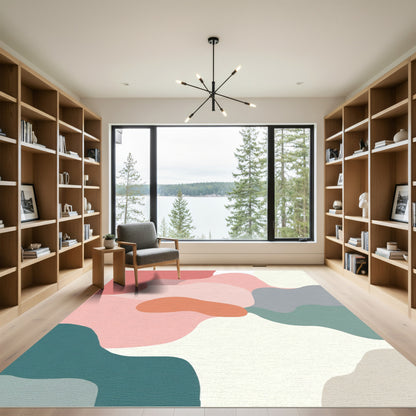 Soft Abstract Wave Color Blocks Rug