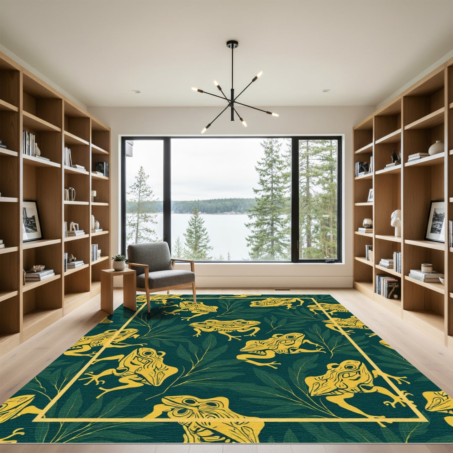 Yellow Frogs Amidst Green Foliage Rug