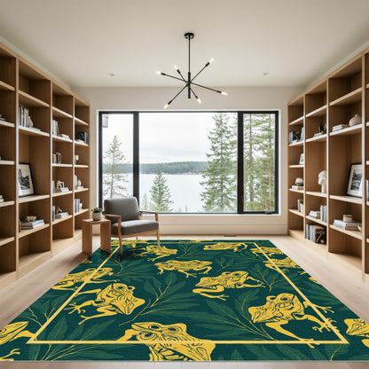 Yellow Frogs Amidst Green Foliage Rug